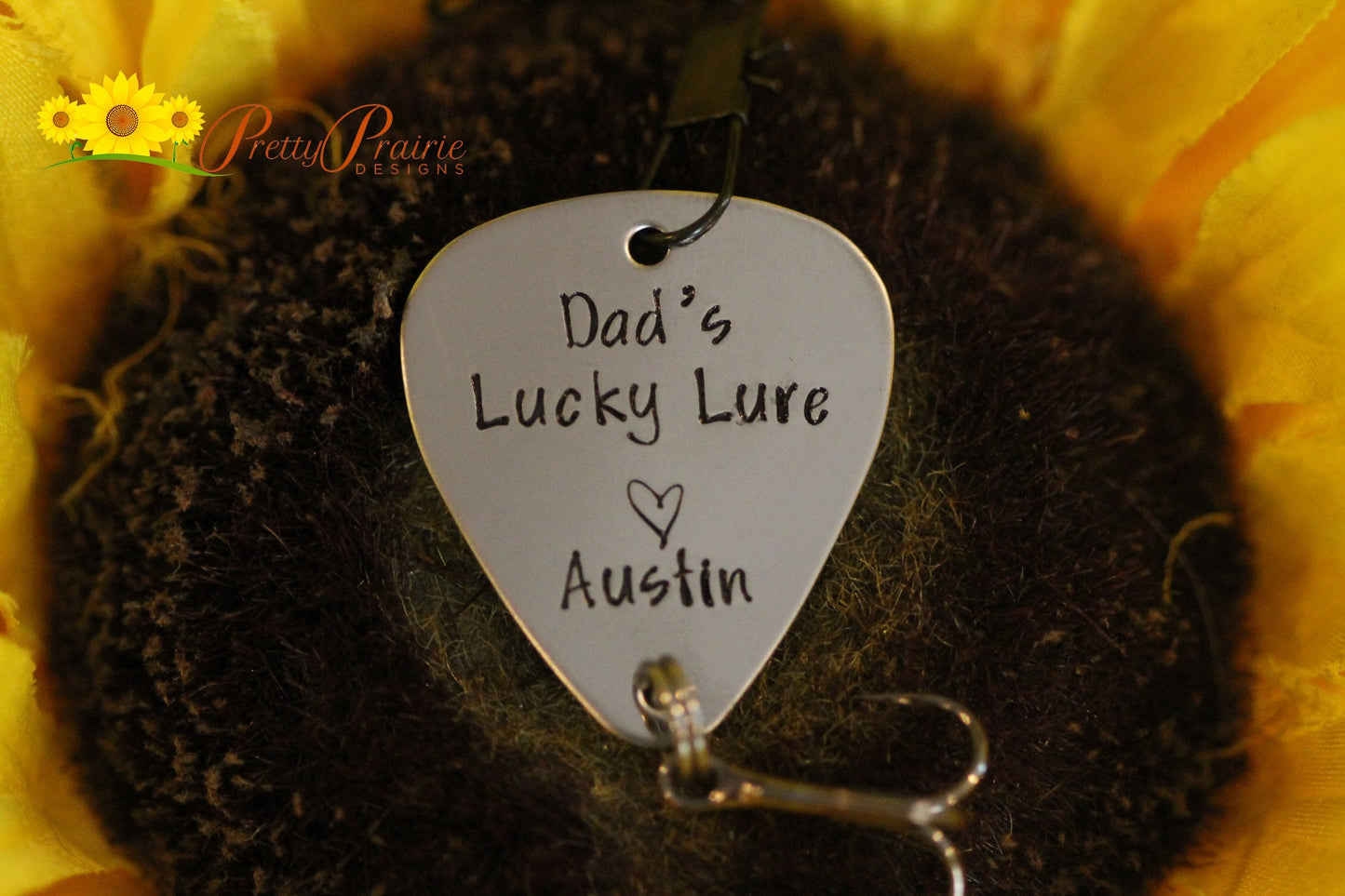 Lucky Lure Fishing Lure or Keychain, Unique Fishing Gift, Hand Stamped Fishing Hook, Angler Gift, Personalized, Dad or Grandpa Gift