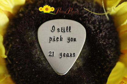 I Still Pick You Guitar Pick, Hand Stamped Pick, Engraved Guitar Accessory, Anniversary Guitar Pick, Gift for a Musician, Music Lover Gift