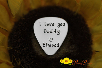 I Love You Dad Guitar Pick, Gift for Dad, Metal Guitar Pick, Hand Stamped, Father's Day Pick, Gift from Child, Musician Present, Guitarist