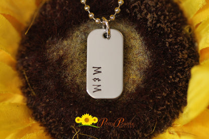 Mini Dog Tag Corner Initial Necklace, Personalized, Stainless, Promise Necklace, Boyfriend or Girlfriend Gift, Valentine Gift, Engagement