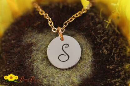 Simple Brass Initial Necklace, Personalized Birthstone Jewelry, Custom Initial Necklace, Daughter Gift, New Mom Gift, Initial Birthstone Necklace