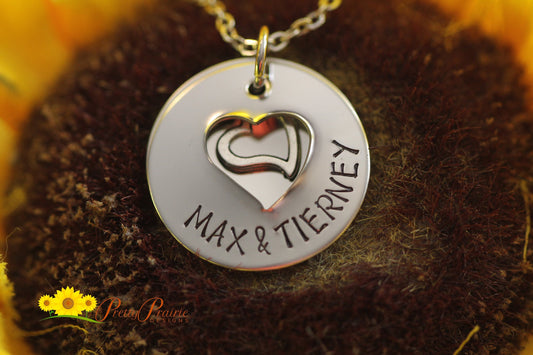 Personalized Clam Shell Necklace, Hidden Heart, Bride Jewelry, Gift for Wife or Girlfriend, Anniversary Date Gift, Hand Stamped Necklace