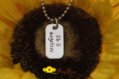 Medical Alert Necklace, Personalized Medical Condition ID, Mini Dog Tag, Allergy, Diabetes, Bipolar, Hemophelia, Blood Type, Pacemaker