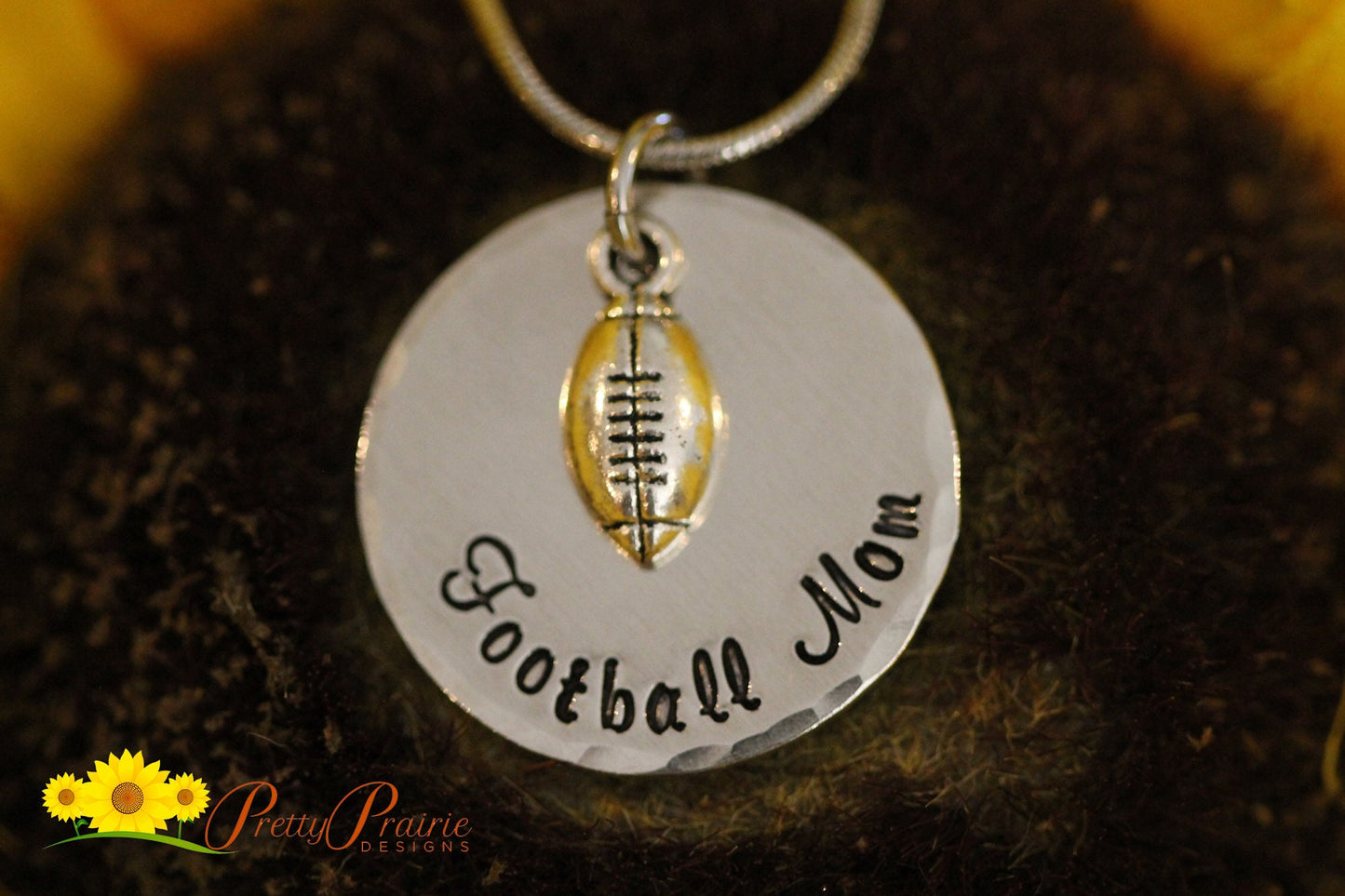 Football Mom Jewelry, Gift from Football Player, Football Grandma, Coach Gift, Team Mom Gift, Gift for Dad, Hand Stamped, Football Keychain