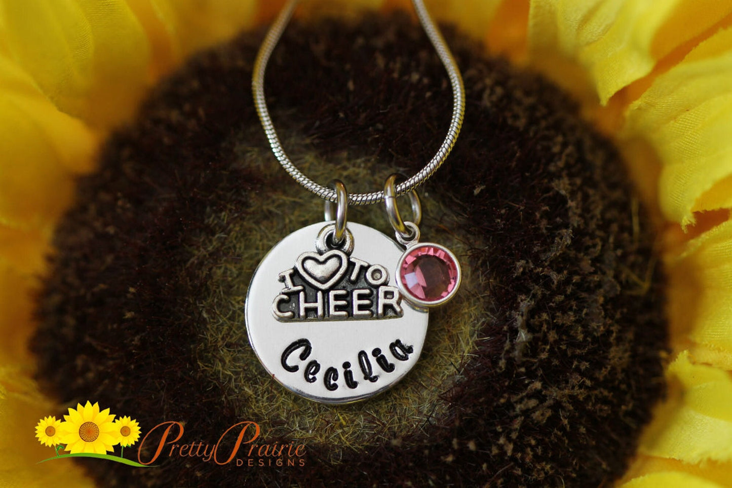 I Love to Cheer Necklace, Hand Stamped, Personalized Cheer Jewelry, Cheer Squad Gift, Cheerleading Coach Gift, Cheer Mom Jewelry, Teen Gift