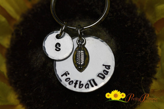 Football Mom or Dad Keychain, Team Mom or Dad Gift, Hand Stamped, Football Girlfriend, Gift for Mom from Player, Father's or Mother's Day