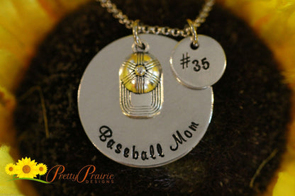 Personalized Baseball Mom Necklace, Hand Stamped Baseball Jewelry, Baseball Keychain, Initial, Jersey Number, Baseball Dad Gift, Coach Gift