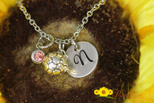 Soccer Ball Initial Necklace, Soccer Team Present, Soccer Player Jewelry, Girls Soccer, Team Mom Present, Soccer Coach Gift, Soccer Bag Tag
