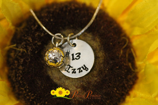 Personalized 3D Soccer Ball Necklace, Soccer Team Present, Soccer Player Jewelry, Girls or Boys Soccer Gift, Soccer Number, Soccer Keychain