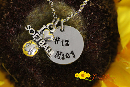 Personalized I Love Softball Necklace, Softball Jewelry, Softball Player Gift, Softball Mom Gift, Softball Keychain, Softball Dad Gift