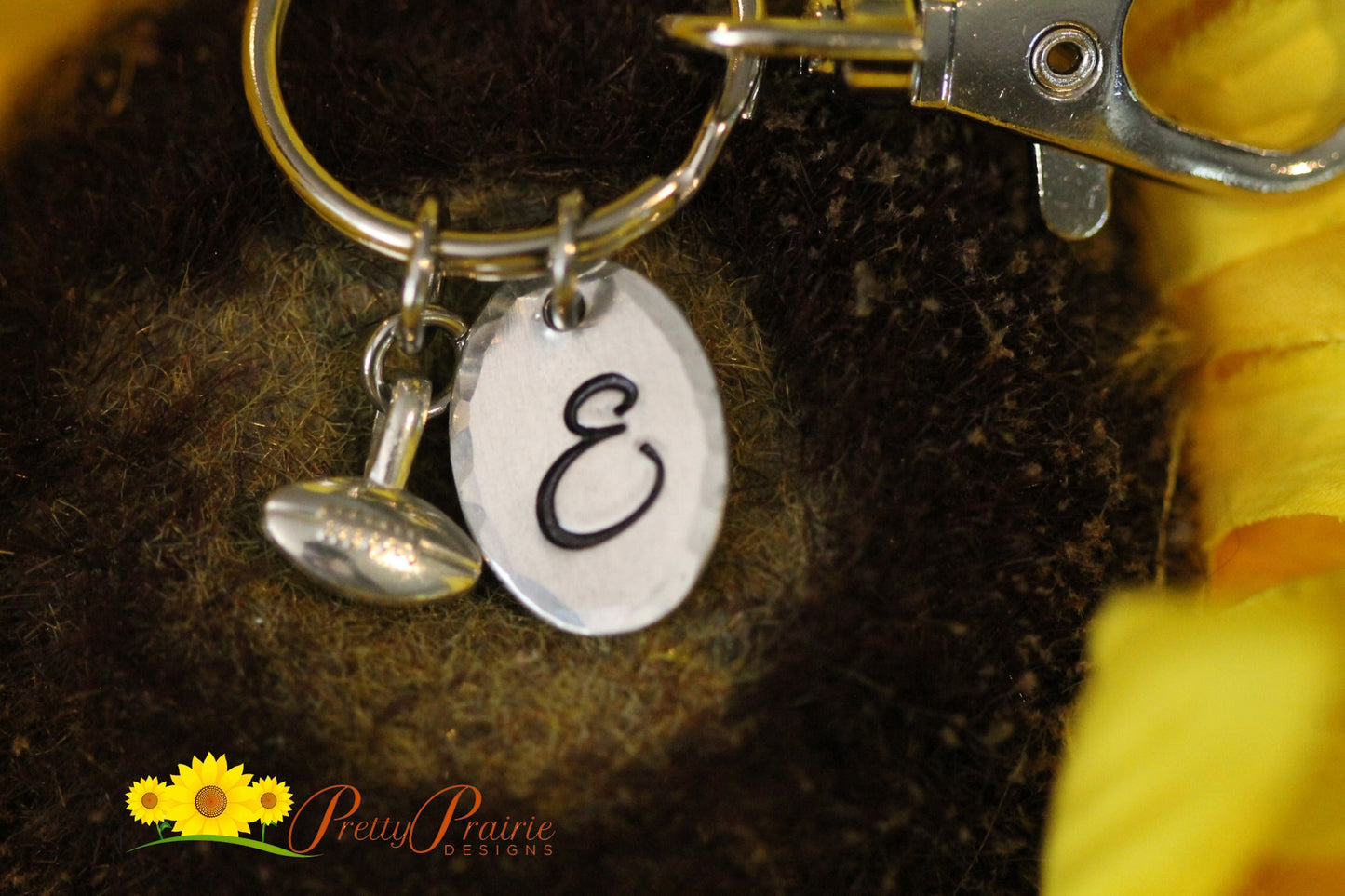 Football Initial Keychain, Gift for Football Player, Girls Powder Puff Football Gift, Football Mom or Dad, Coach Gift, Football Lover Gift