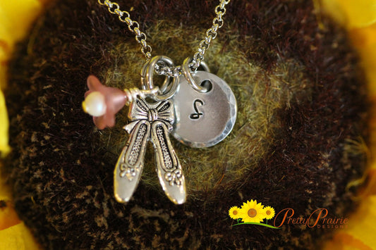 Initial Dance Necklace, Dance Squad Gift, Dance Mom Necklace, Ballet Jewelry, Dance Team Present, Dance Coach Gift, Dance Keychain