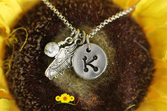 Pewter Soccer Initial Necklace, Soccer Team Present, Soccer Player Jewelry, Girl Soccer, Soccer Mom or Dad Gift, Coach Gift, Soccer Keychain