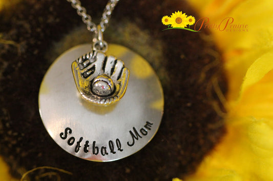 Softball Mom Necklace, Softball Grandma, Softball Keychain, Softball Jewelry, Softball Team Mom, Sports Jewelry, Gift for Dad or Coach