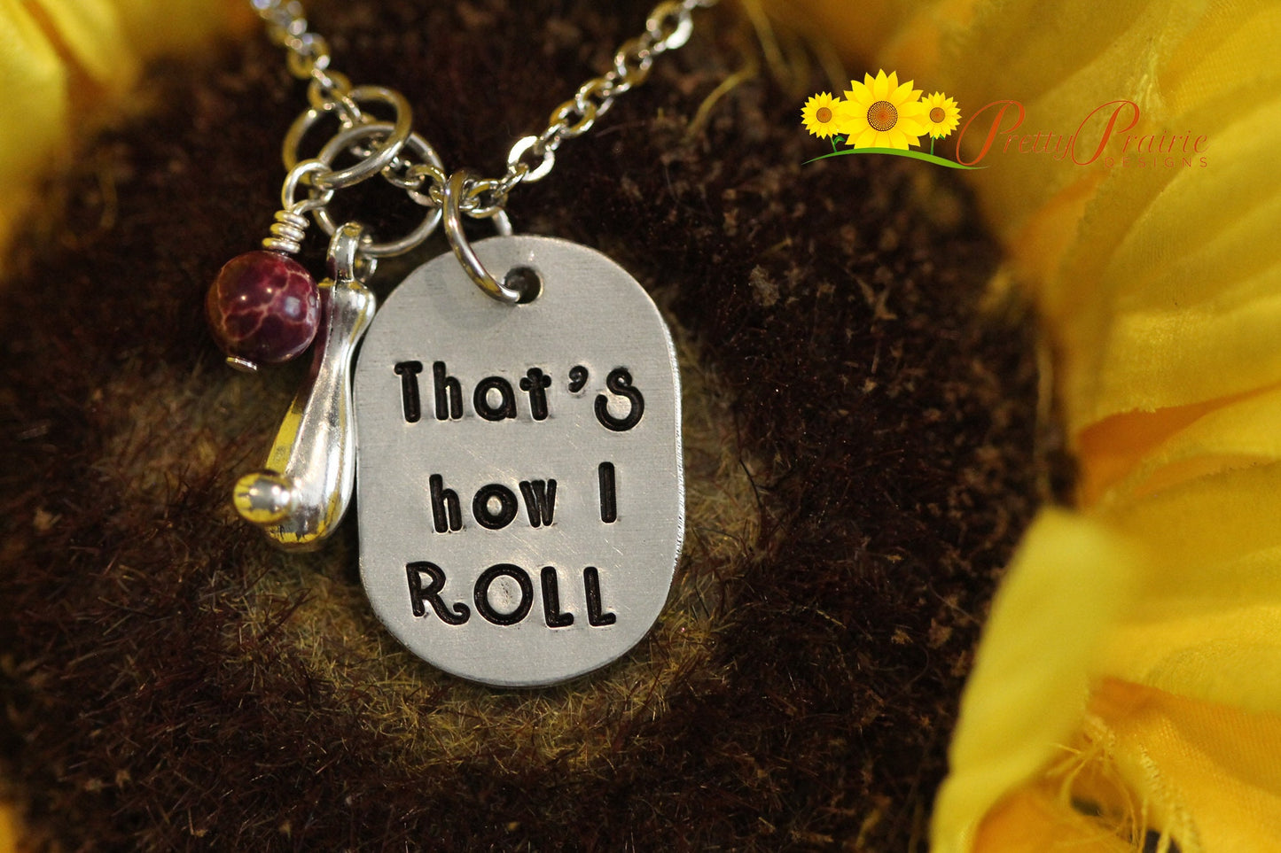 That's How I Roll Necklace, Bowling Keychain, Bowling Gift, Gift for Bowler, Bowling Jewelry, Gift for Bowling Partner, Hand Stamped Jewelry