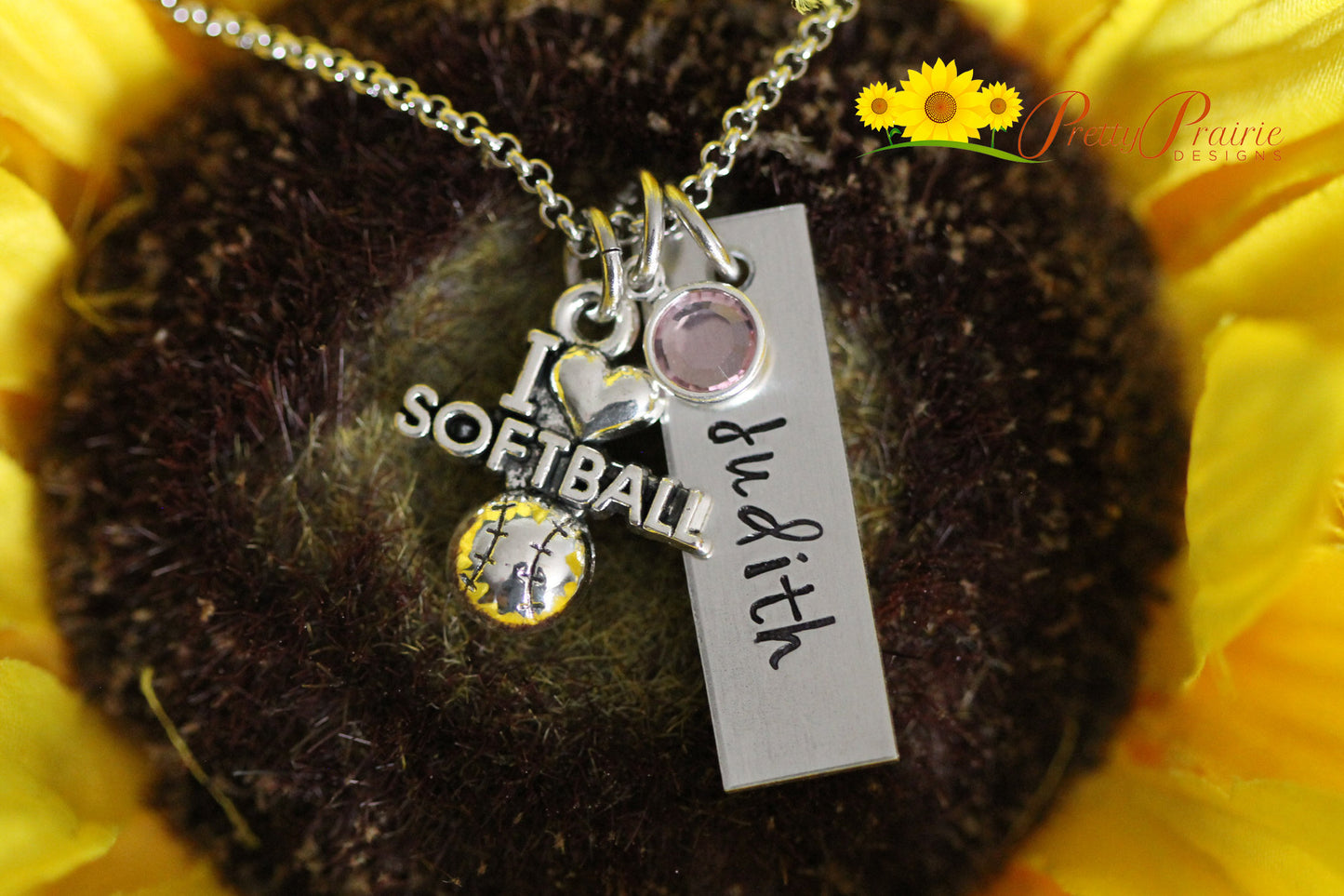 I Love Softball Pendant Necklace, Softball Keychain, Personalized Softball Jewelry, Softball Coach Gift, Sport Jewelry, Softball Player Gift