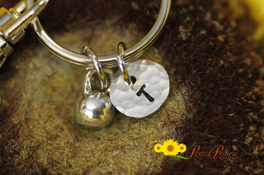 Kettlebell Initial Keychain, Gift for Weight Lifter, Workout Gift, Present for Trainer, Fitness Instructor Gift, Personalized Workout Gift