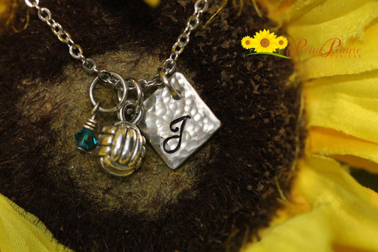 Volleyball or Water Polo Initial Necklace, Volleyball Player Gift, Water Polo Player, Volleyball Mom, Coach Gift, Sport Jewelry, Bag Tag