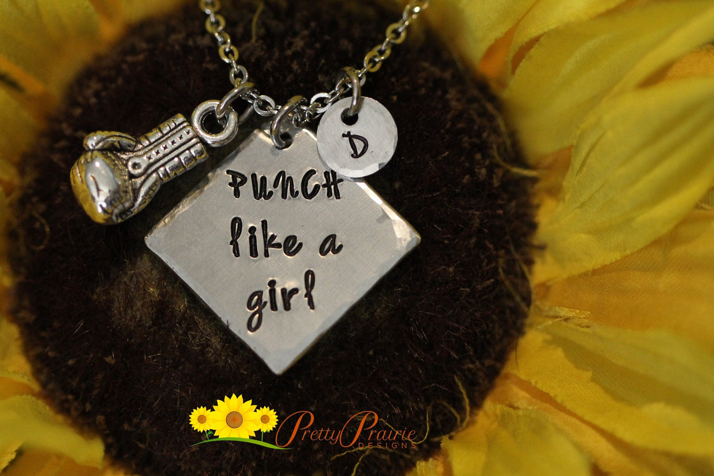 Punch Like a Girl Necklace, Boxing Keychain, Boxing Jewelry, Kick Boxing Necklace, Gift for a Boxer, Workout Jewelry, MMA Keychain, I Box