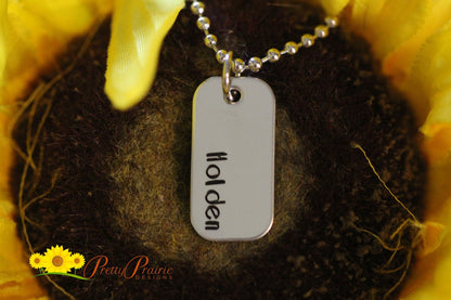 Corner Mini Dog Tag Name Necklace, Child's Name, Partner's Name, Memorial Necklace, New Dad, Boyfriend Gift, New Baby, Promise Necklace