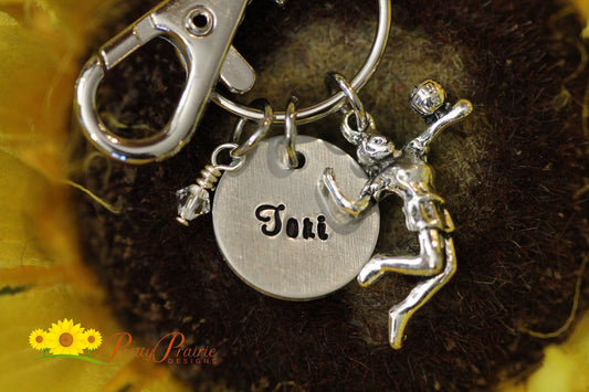 Personalized Volleyball Keychain, Volleyball Team Gift, Hand Stamped Volleyball Gift, Volleyball Coach, Volleyball Mom or Dad, V-Ball Player