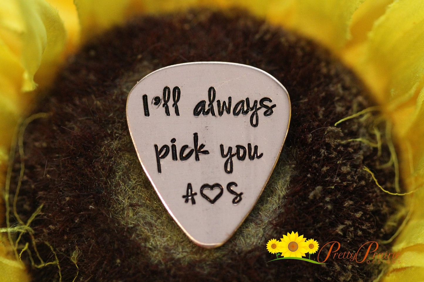 I'll Always Pick You Initial Guitar Pick, Gift for Musician, Promise Gift, Guitar Lover Gift, Anniversary, Boyfriend Gift, Hand Stamped Pick