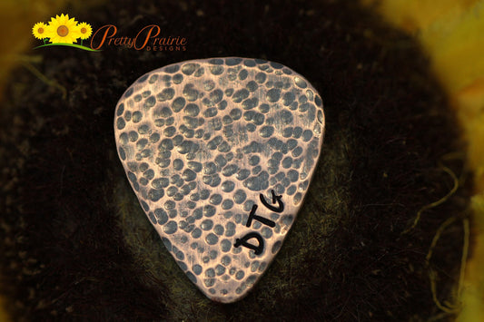 Textured Initial Guitar Pick, Hand Stamped, Musical Token, Guitar Player Gift, Unique Gift, Personalized, Music Token, Anniversary Gift