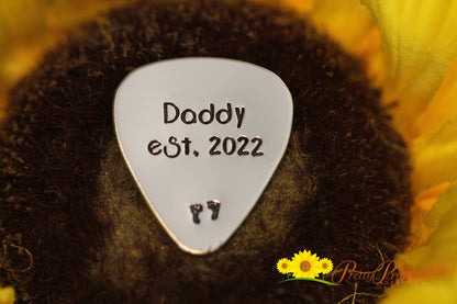 Daddy Established Guitar Pick, Grandpa Established, Father's Day Gift, Pregnancy Reveal, New Dad Guitar Pick, Birth Announcement, Metal Pick