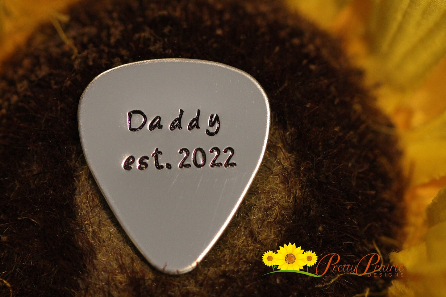 Daddy Established Guitar Pick, Grandpa Established, Father's Day Gift, Pregnancy Reveal, New Dad Guitar Pick, Birth Announcement, Metal Pick