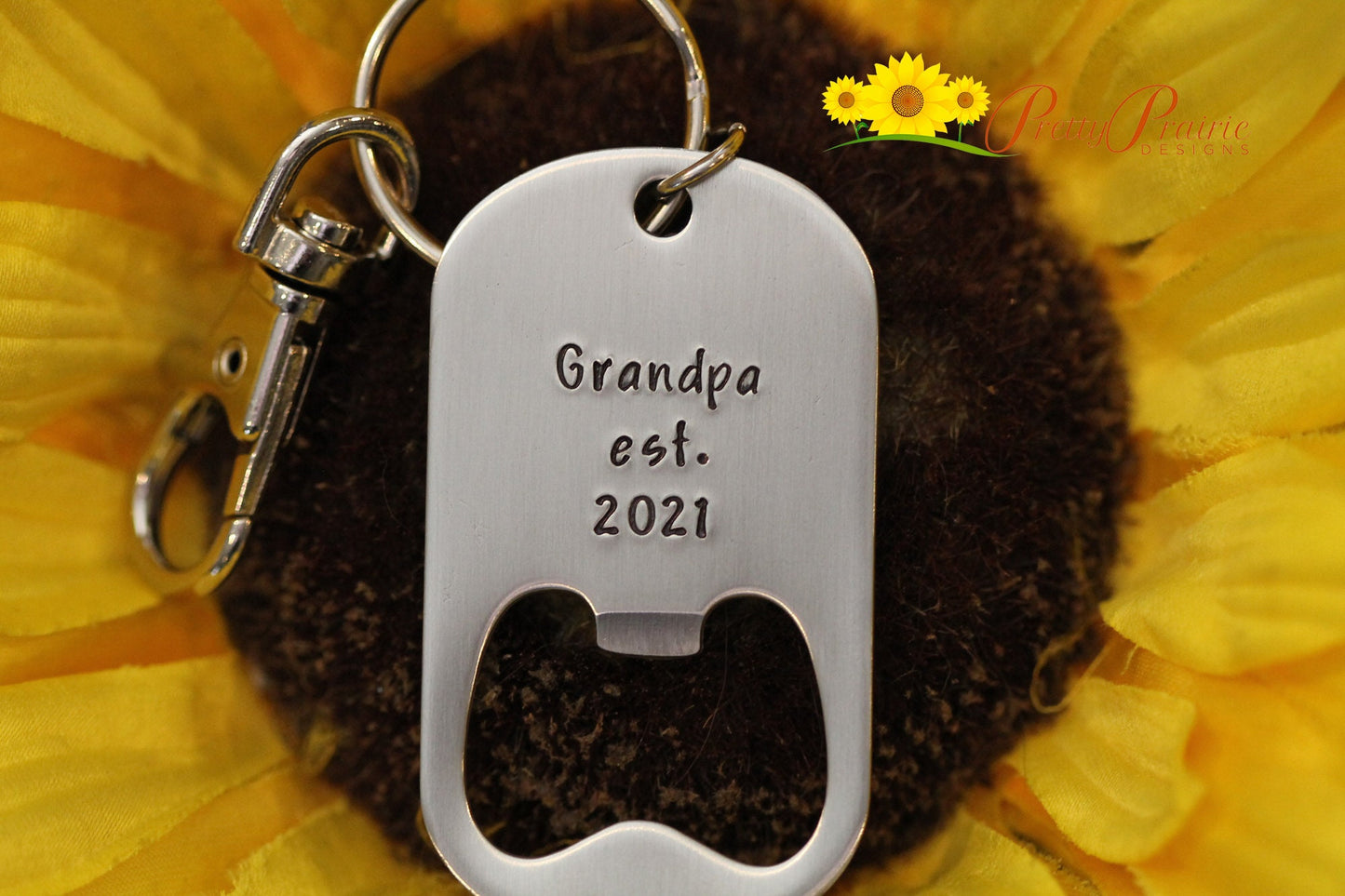 Grandpa Est. Bottle Opener, Birthday Gift for Grandpa, New Baby Reveal, Hand Stamped, Stainless Steel Beer Opener, Grandpa to Be Gift, Dated