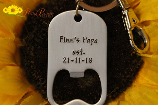 Personalized Grandpa Bottle Opener, Birthday Gift for Grandpa, Hand Stamped, Stainless Steel Beer Opener, Gift from Grandchild, Dated Opener