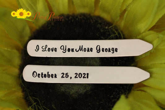 I Love You More Collar Stays, Personalized Shirt Stays, Dated Collar Stays, Men's Anniversary Gift, Husband Gift, Valentine Gift for Him