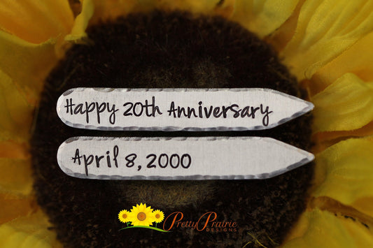 Happy Anniversary Collar Stays, Hand Stamped Dress Shirt Stays, Anniversary Gift for Husband or Boyfriend, Dated Collar Stays, Custom Stays