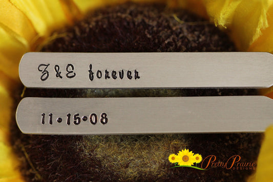 Initial Collar Stays, Personalized Collar Stays, Dated Collar Stiffeners, Husband or Boyfriend Gift, Men's AnniversaryValentine Gift for Him