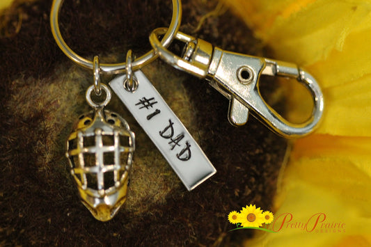 Hockey Mask Tag Keychain, Hockey Bag Tag, Hockey Goalie Keychain, Hockey Team Gift, Coach Gift, Personalized, Father's Day, Personalized
