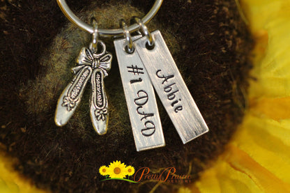 Dance Tag Keychain, #1 Dad, Hand Stamped, Father's Day, Dance Mom, Personalized, Ballet Keychain, Dance Recital Gift, Dance Coach Gift