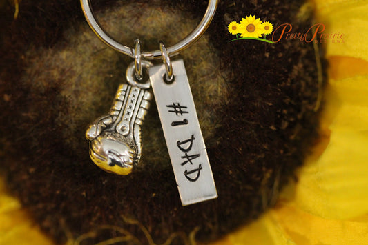 Boxing Tag Keychain, Kickboxing Keychain, Personalized, Hand Stamped Keychain, Father's Day Gift, Gift from Child, #1 Dad, Workout Present