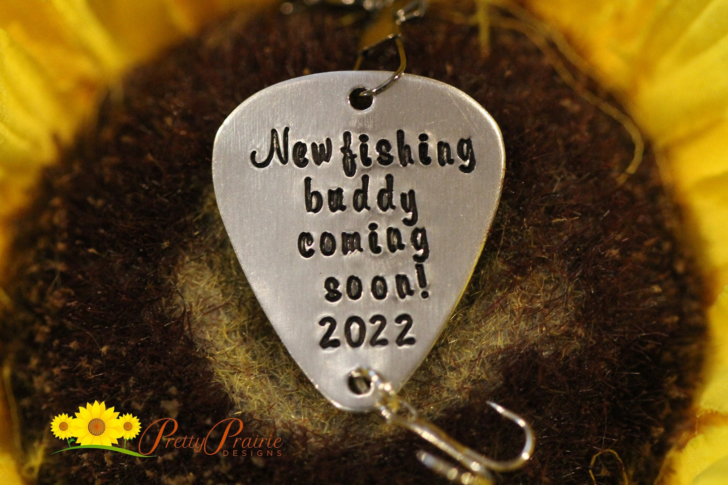 New Fishing Buddy Coming Soon Lure, Lure Keychain, New Dad Gift, Baby Reveal, I'm Pregnant, Hand Stamped Fishing Hook, Father's Day Gift