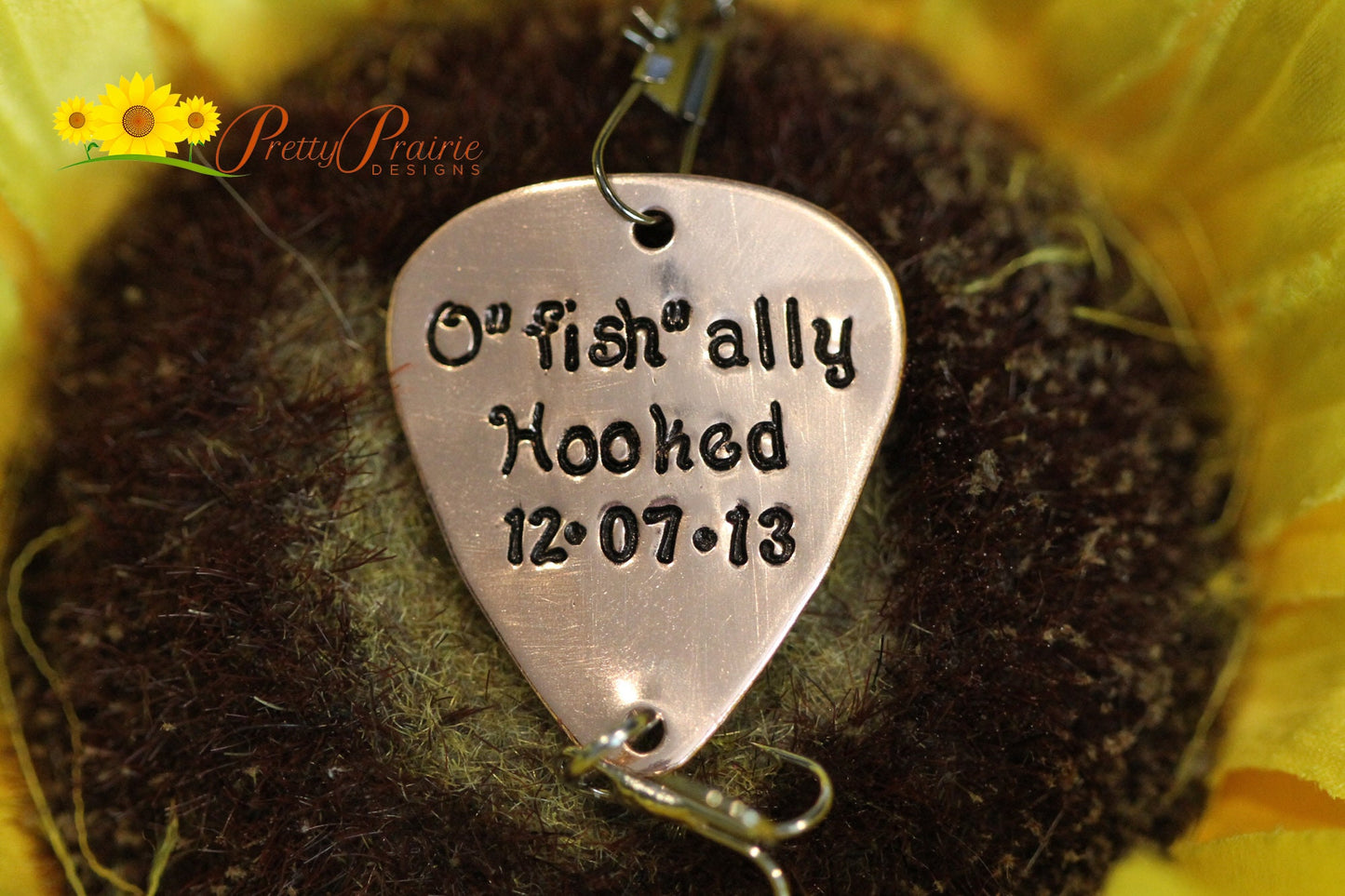 O"fish"ally Hooked Fishing Lure, Fishing Gift, Wedding Gift, Hand Stamped Fishing Hook, Anniversary Gift, Wedding Favor, Metal Lure