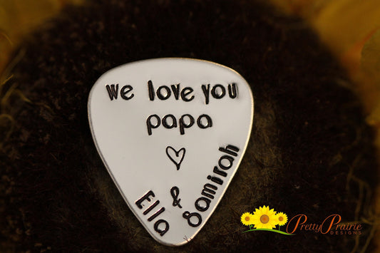 We Love You Grandpa Guitar Pick, Pick Gift for Papa, Grandpa Pick, Metal Guitar Pick Present, Hand Stamped Guitar Pick, Christmas Gift