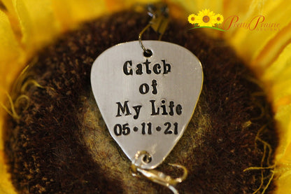 Catch of My Life Lure, Custom Made Lure, Fishing Gifts, Engagement or Wedding Gift, Hand Stamped Fishing Hook, Anniversary Gift, Date Lure