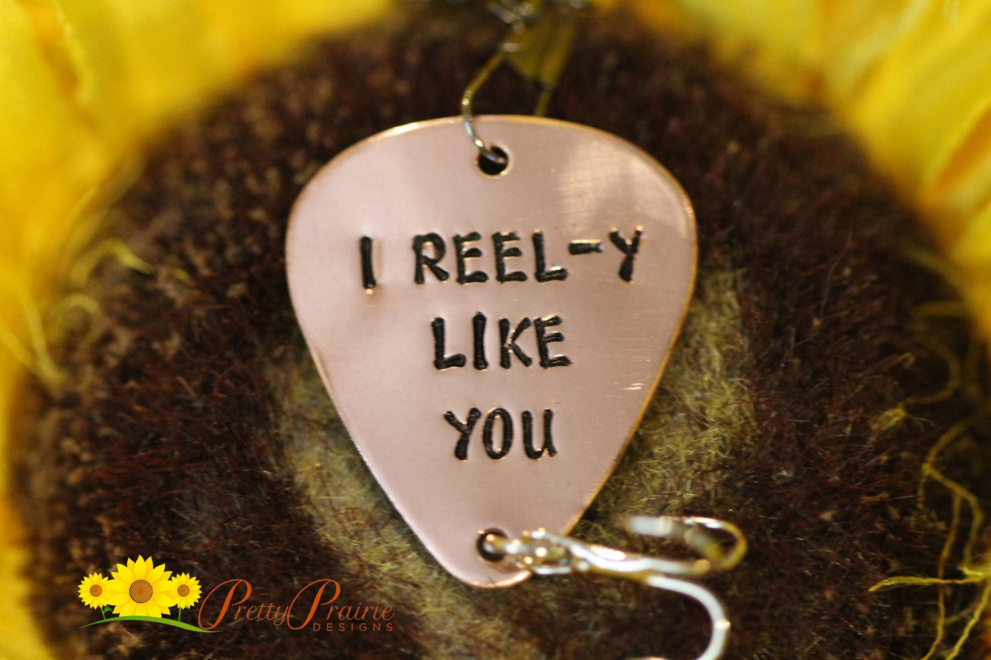 I Reel-y Like You Fishing Lure, Custom Fishing Hook, Hand Stamped Gift for Angler, Husband, Fisherman Gift, Valentine, Engagement Gift