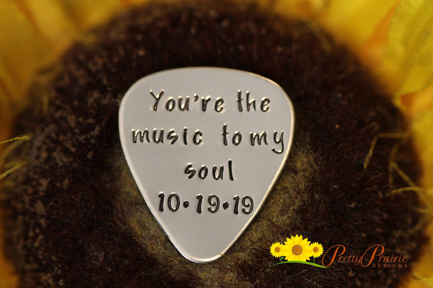 Music to My Soul Pick, Music Accessory, Date Pick, Musician Gift, Singer Present, Anniversary Gift, Hand Stamped Metal Pick, Musical Token