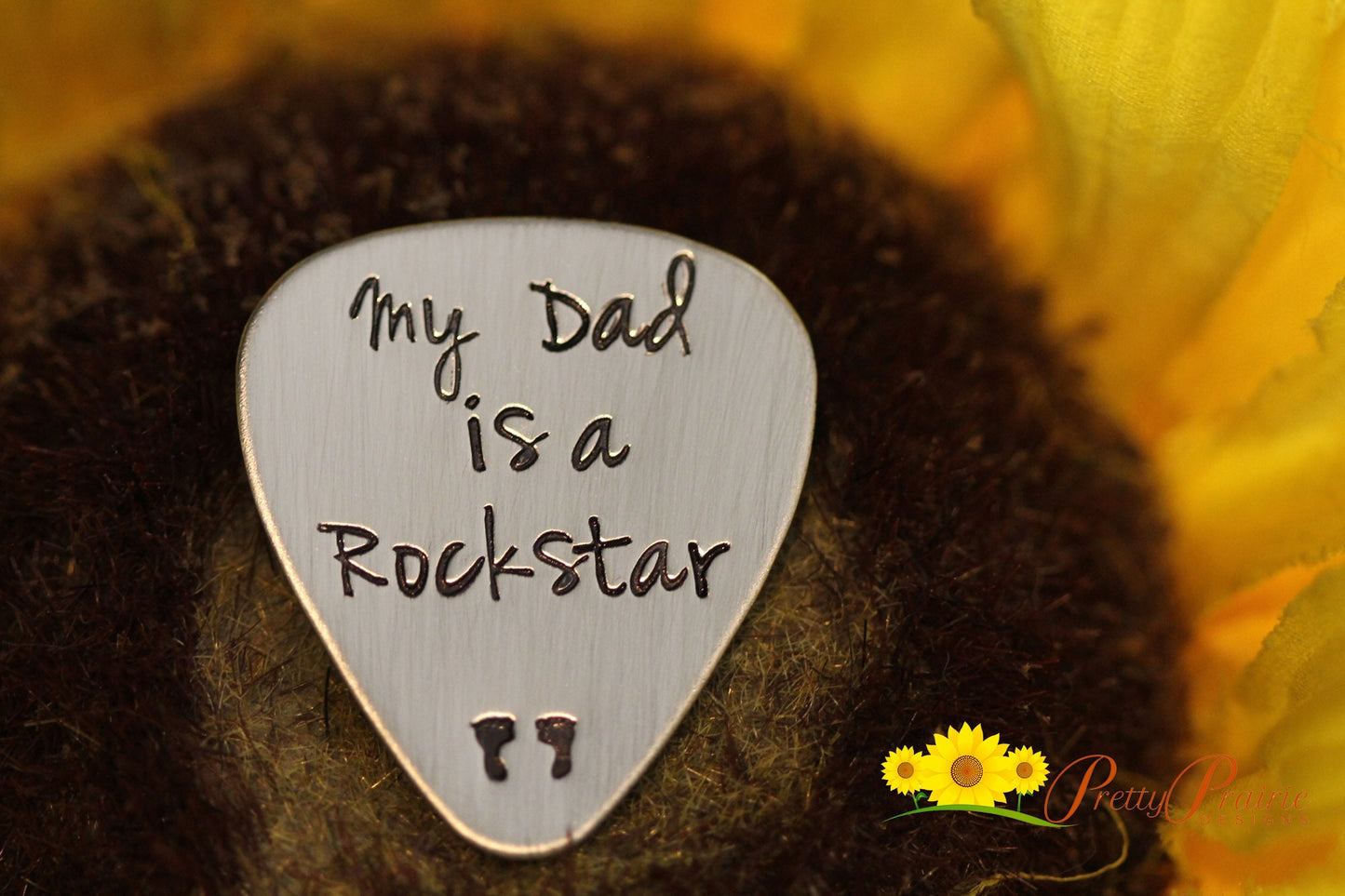 My Dad is a Rockstar Guitar Pick, Gift from New Baby, Father's Day Gift, Hand Stamped, Metal Pick, Guitarist Dad Gift, I'm Pregnant Reveal