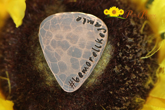 Hashtag Antiqued Guitar Pick, Hand Stamped, Musical Token, Guitar Player Gift, Unique Gift, Musician Gift, Custom Message Pick, Textured