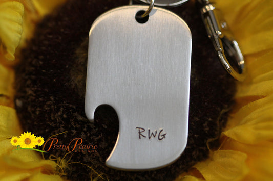 Initial Bottle Opener, Men's Birthday Gift, Personalized Opener, Graduation Present, Hand Stamped, Keychain Opener, Beer Lover, Stainless