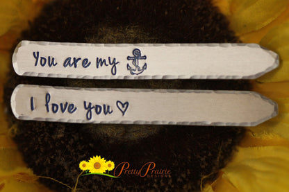 You Are My Anchor Collar Stays, Dress Shirt Collar Stiffeners, Men's Anniversary Gift, Boyfriend Gift, Custom Collar Stay, Valentine for Him