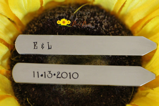 Initial and Date Collar Stays, Dated Collar Stays, Men's Anniversary Gift, Personalized Collar Stay, Initial Collar Stay, Groom Wedding Gift