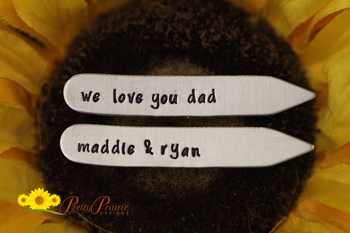 We Love You Collar Stays, Personalized Shirt Stays, Hand Stamped Collar Stiffeners, Father's Day Gift, Custom Men's Gift, Grandpa Gift