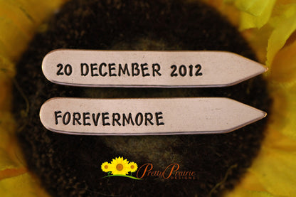 Forevermore Dated Collar Stays, Personalized Collar Stays, Hand Stamped Men's Gift, Wedding Gift for Him, Men's Valentine Gift, Custom Stays